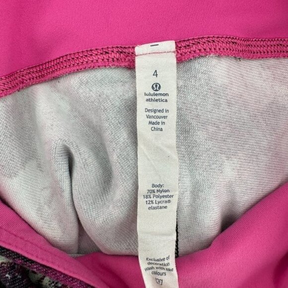 Lululemon Wunder Under Black Pink Kara Print Knit Yoga 22" Cropped 4 Leggings - Picture 5 of 7